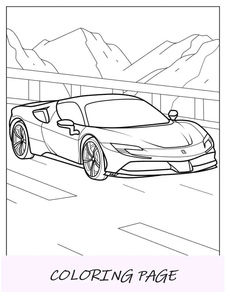 Página para colorir Ferrari 296 GTB