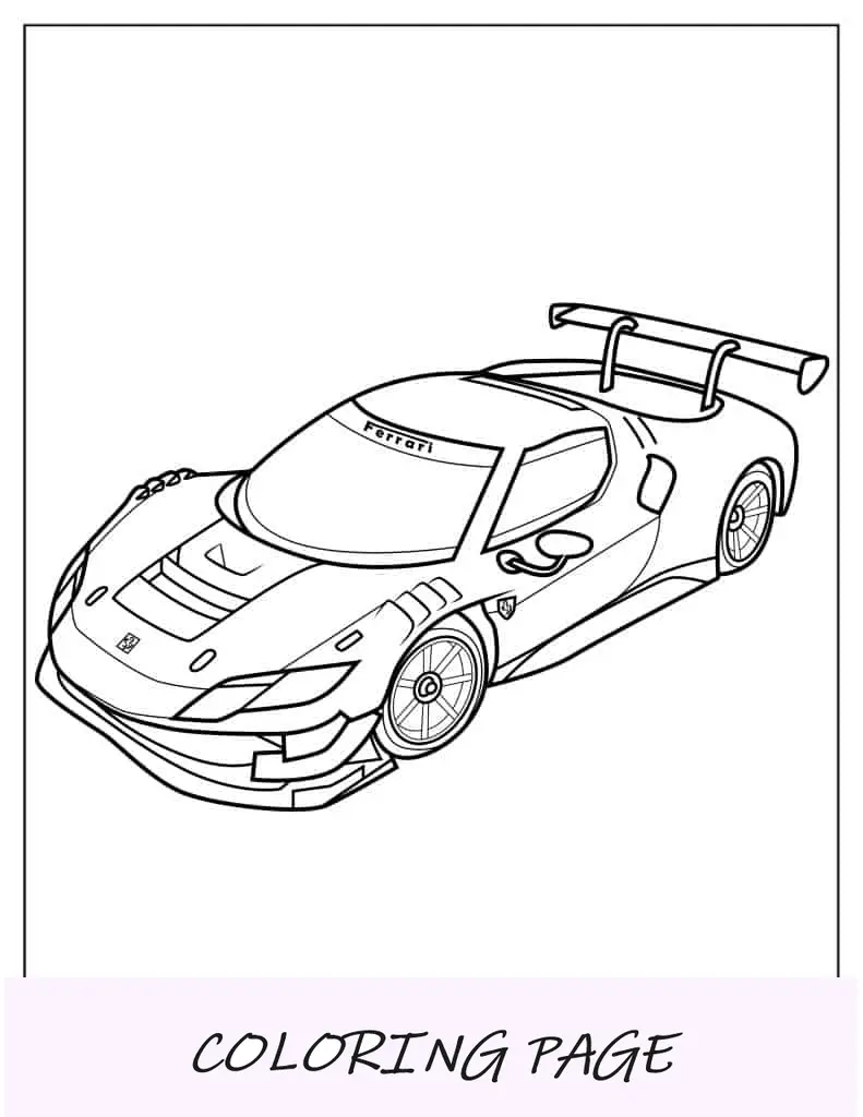 Folha para colorir detalhada do Ferrari 296 GT3