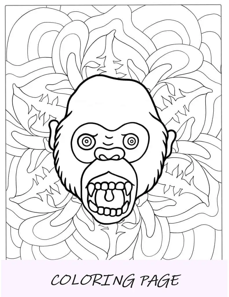 Página para colorir de um gorila mandala