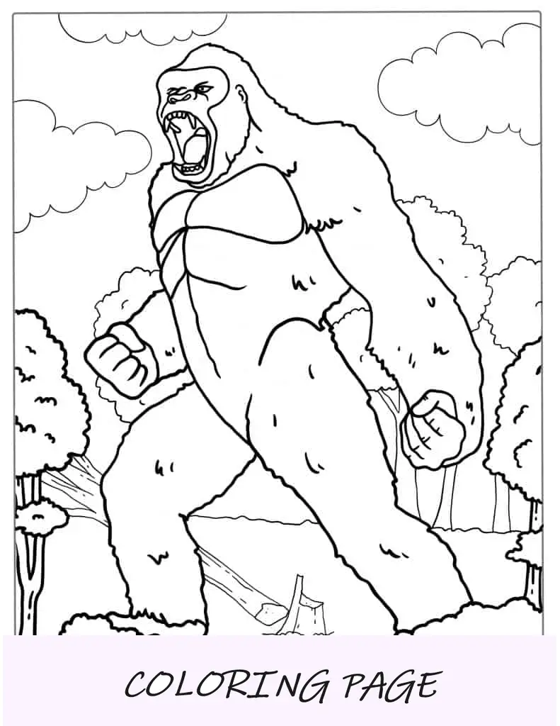 Página para colorir gorila King Kong