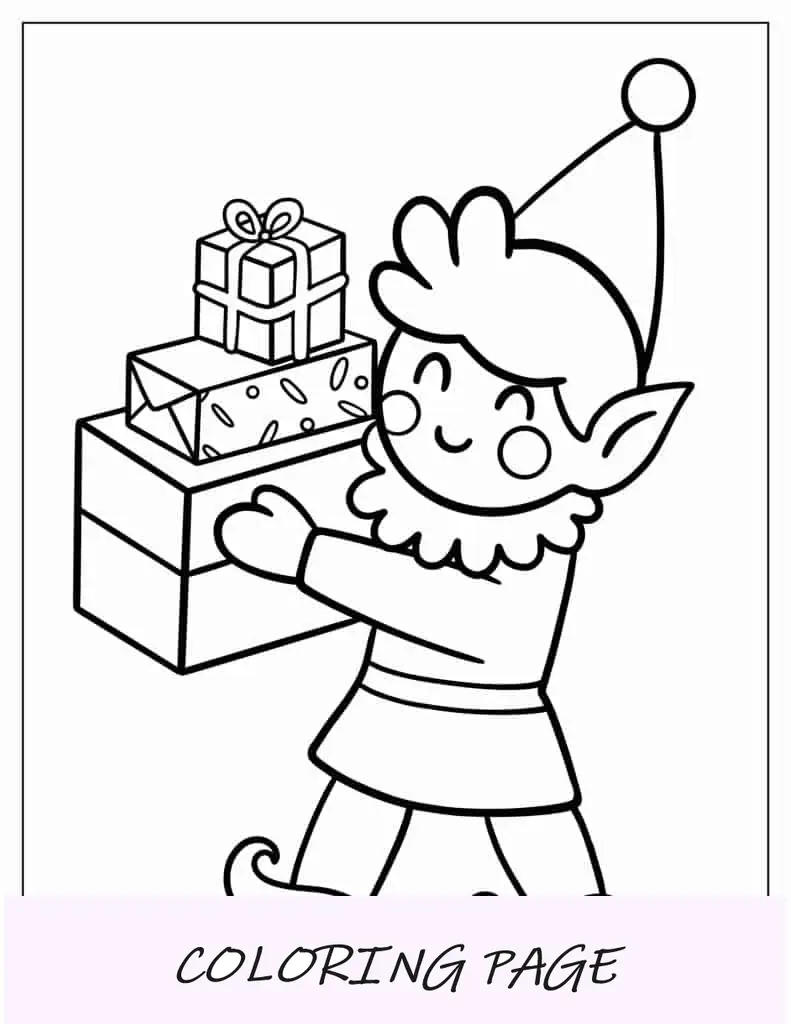 Adorable Elfo Llevando Regalos De Navidad