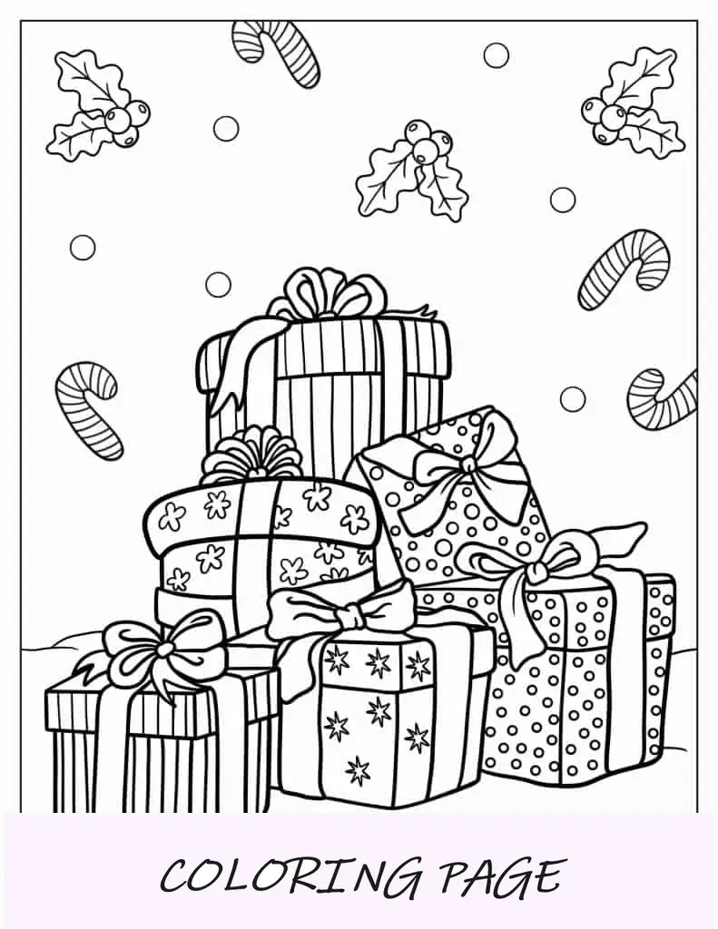 Regalos De Navidad Detallados Con Bastones De Caramelo Para Colorear