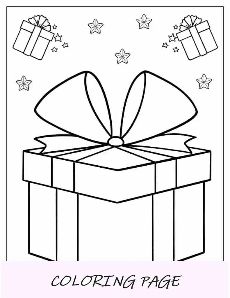 Esquema simple de un regalo para colorear
