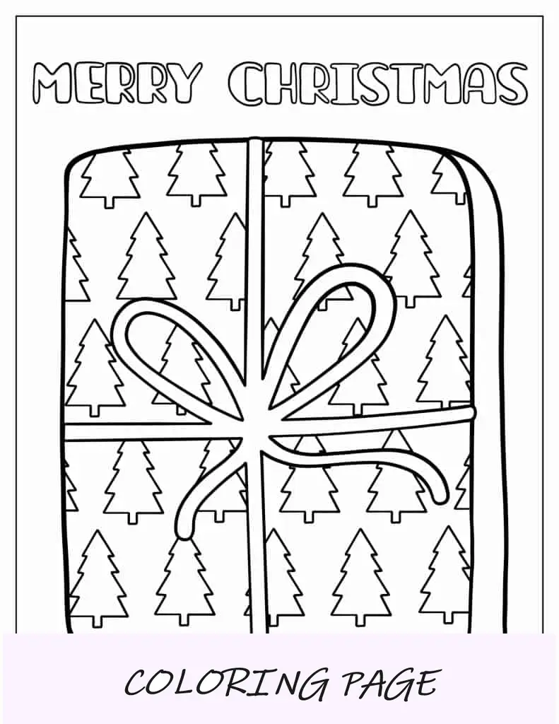 Regalo de Navidad envuelto en cordel para colorear