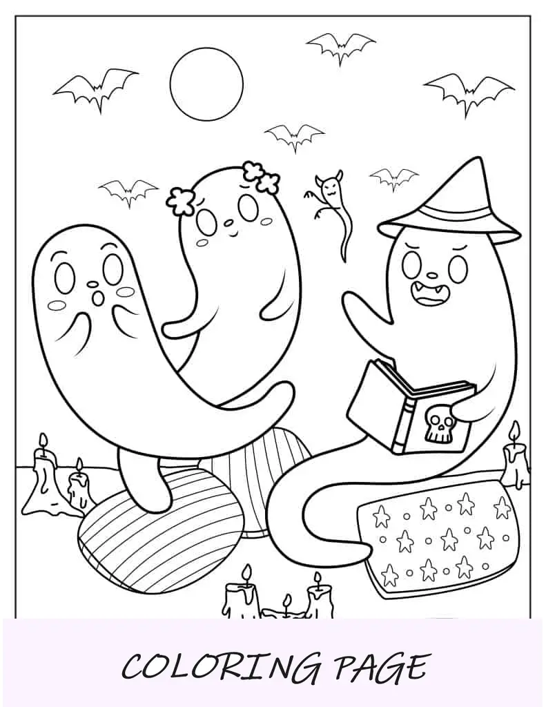 Tres-lindos-fantasmas-embrujados-para-colorear