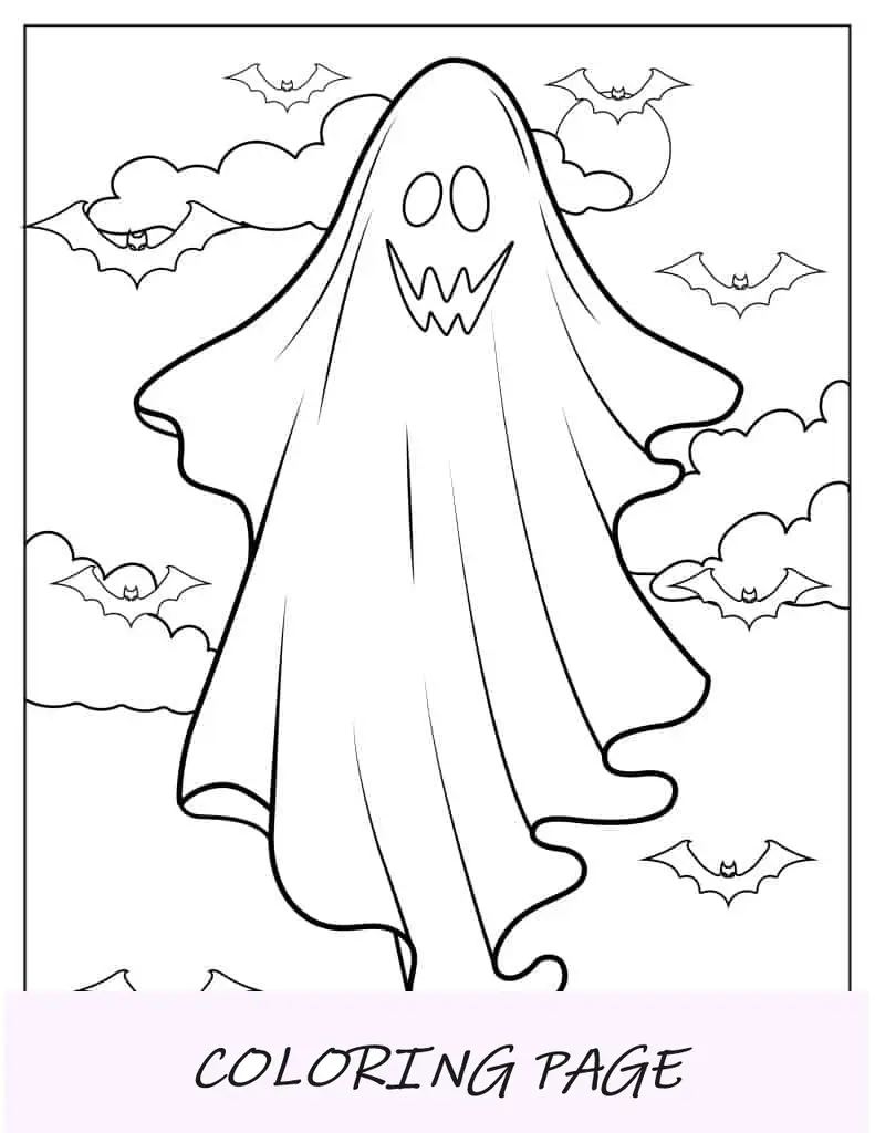 Página-para-colorear-fantasma-espeluznante-para-niños
