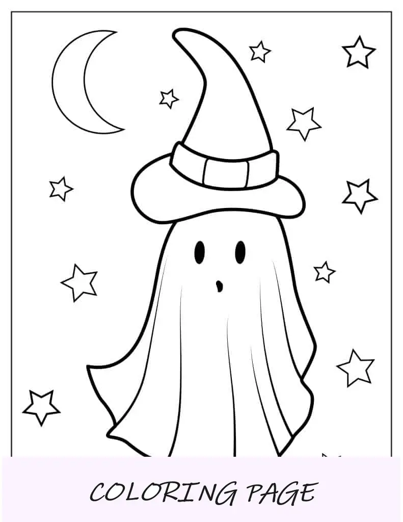 Sombrero-de-bruja-con-fantasmas-para-colorear