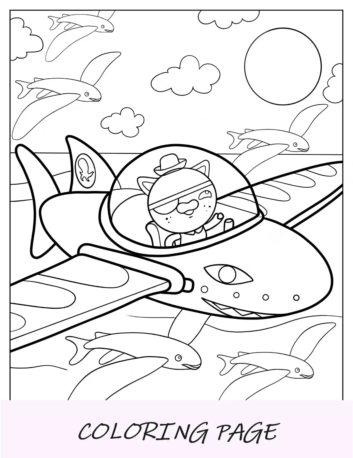 Página para colorir de octonautas de pinguim de peso Kawaii