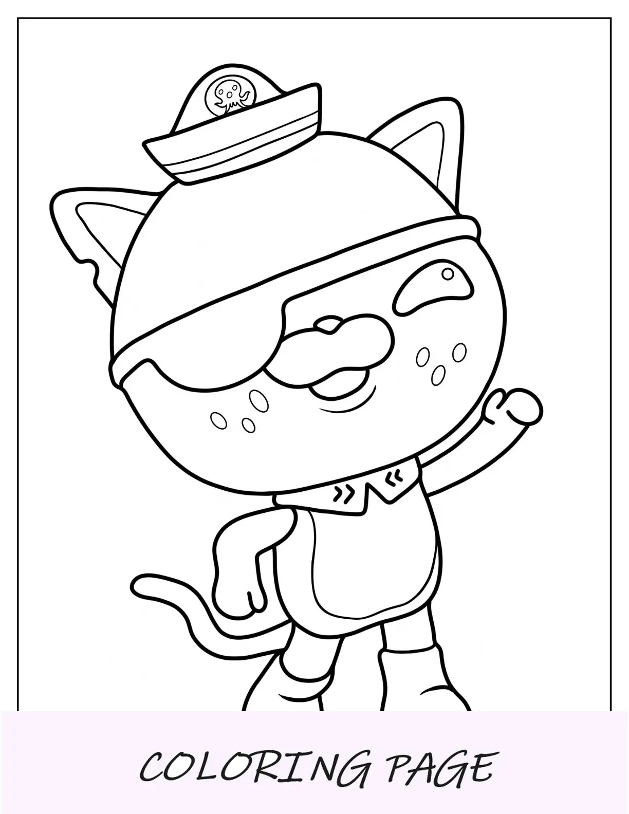 Página para colorir de Octonautas do Capitão Cracas, Pinguim Peso e Kwazii Caminhando