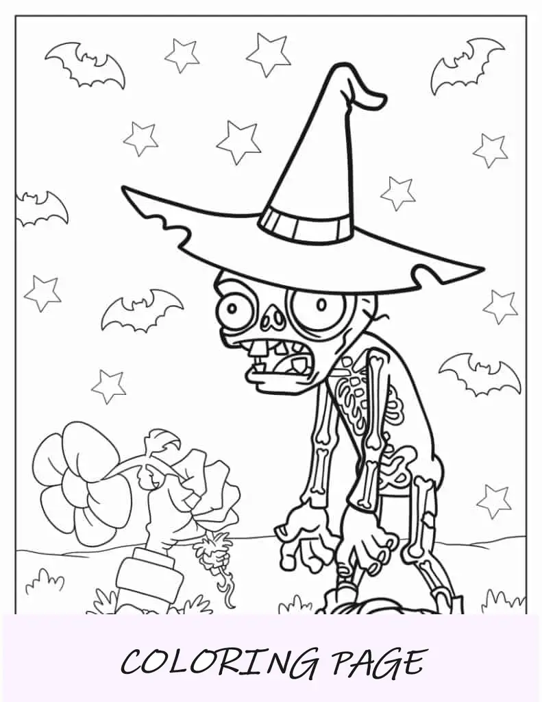 Folha para colorir de zumbi com tema de Halloween