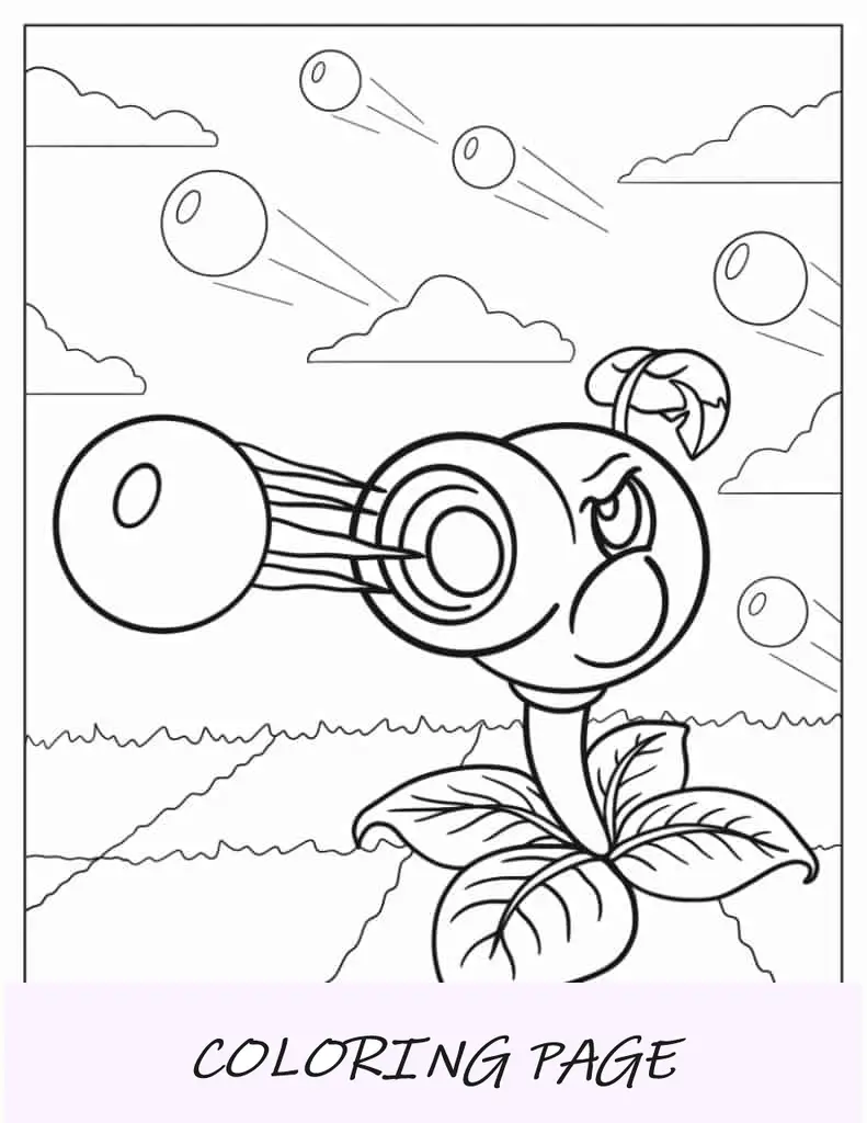 Página para colorir do Peashooter para crianças
