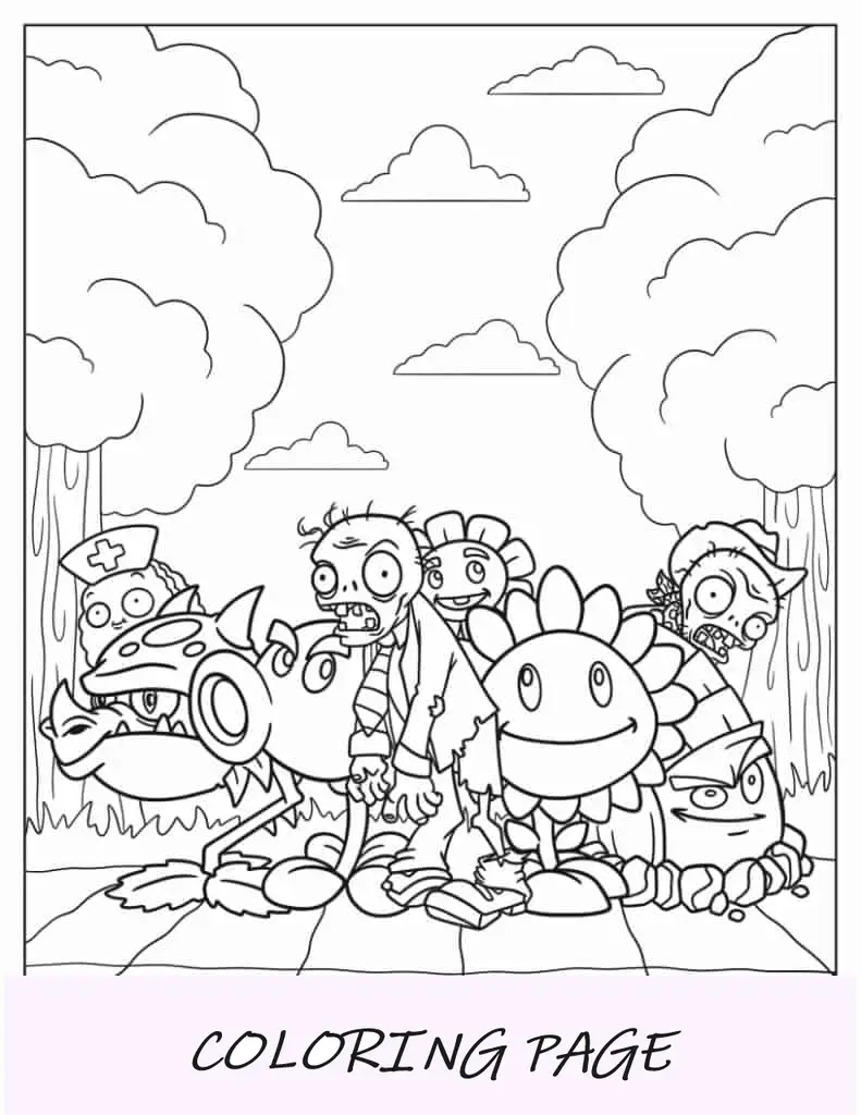 Página para colorir Plantas Vs Zumbis