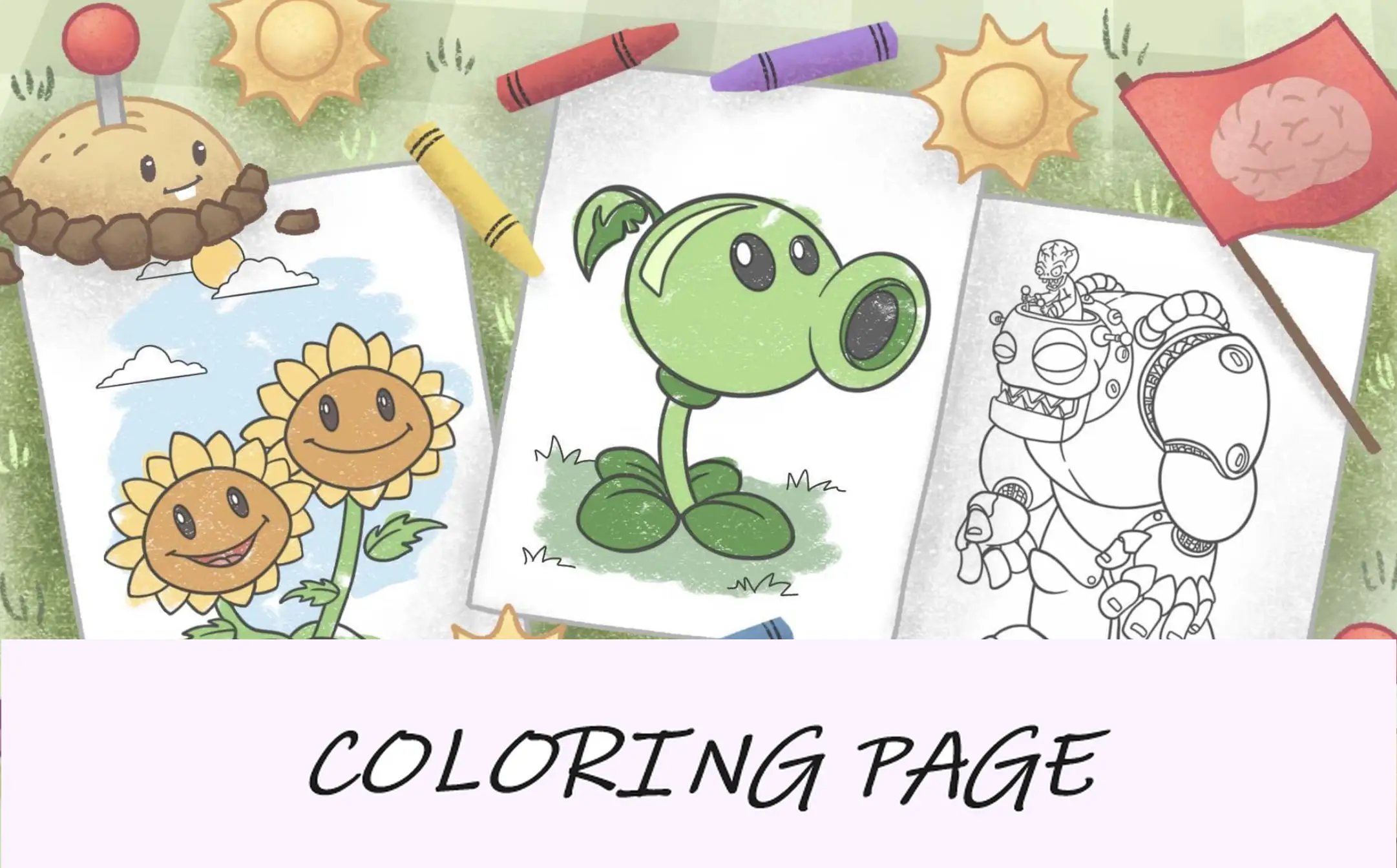 Páginas para colorir de plantas vs zumbis imagem em destaque