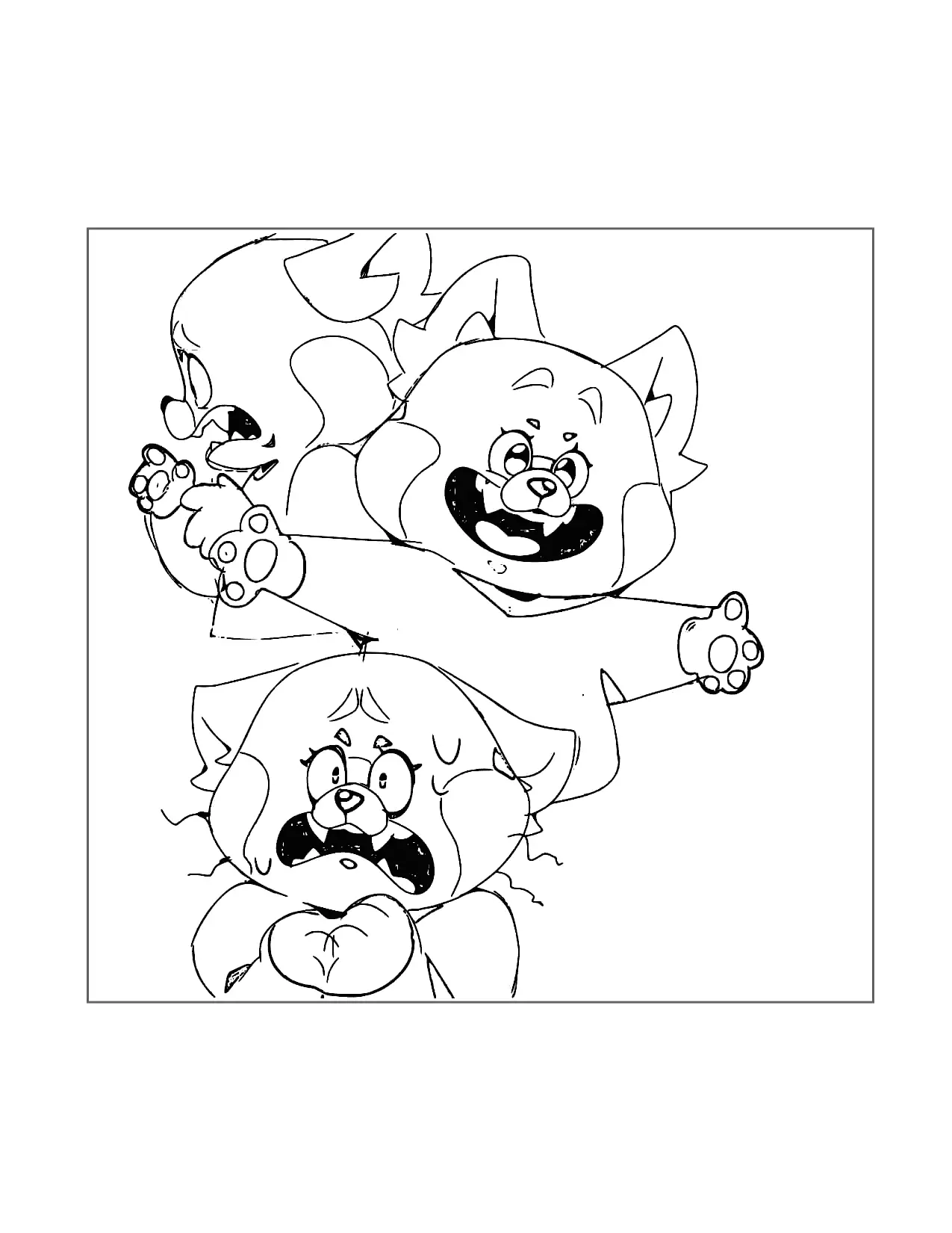 Red Panda Mei Having Emotions Coloring Page