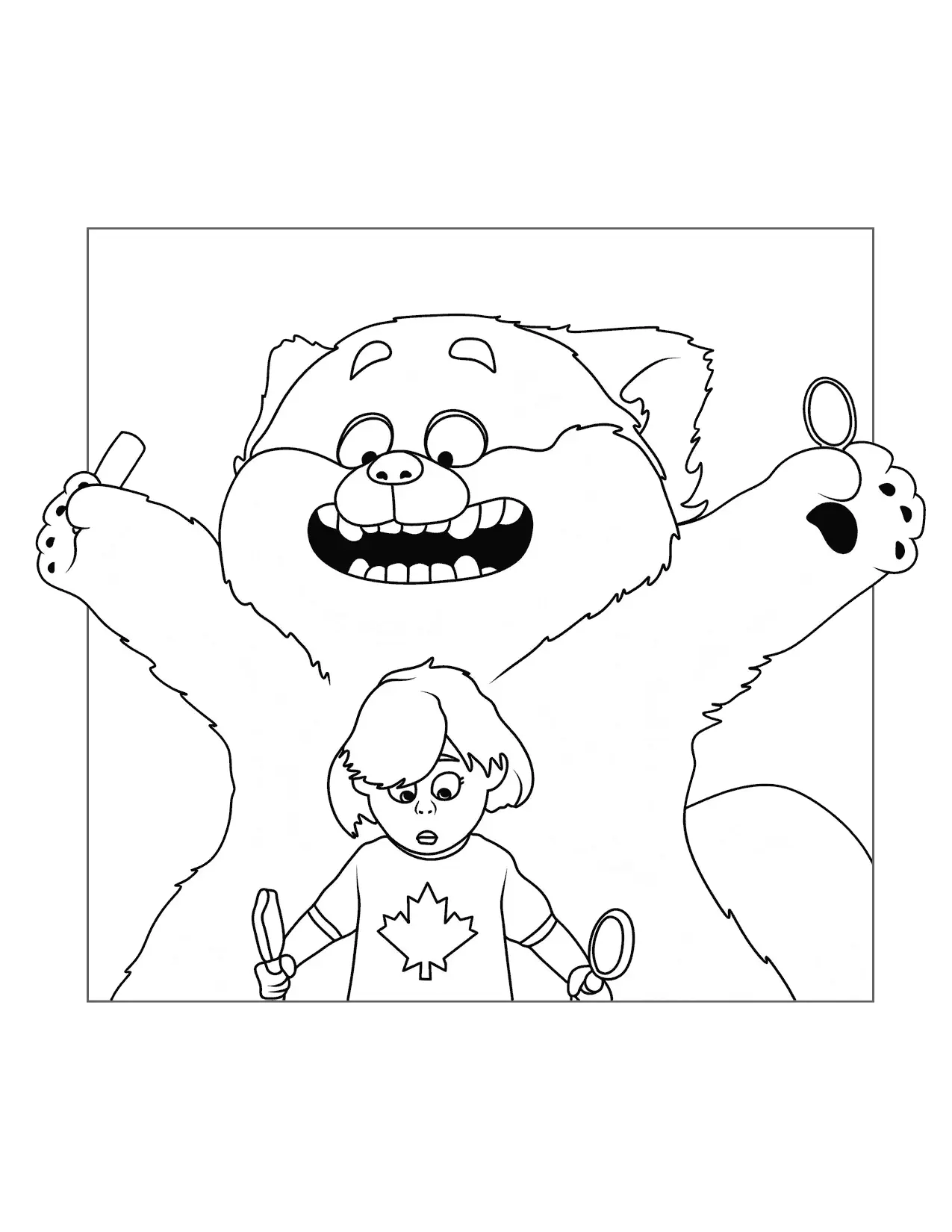 Mei Tries To Get Ready Turning Red Coloring Page