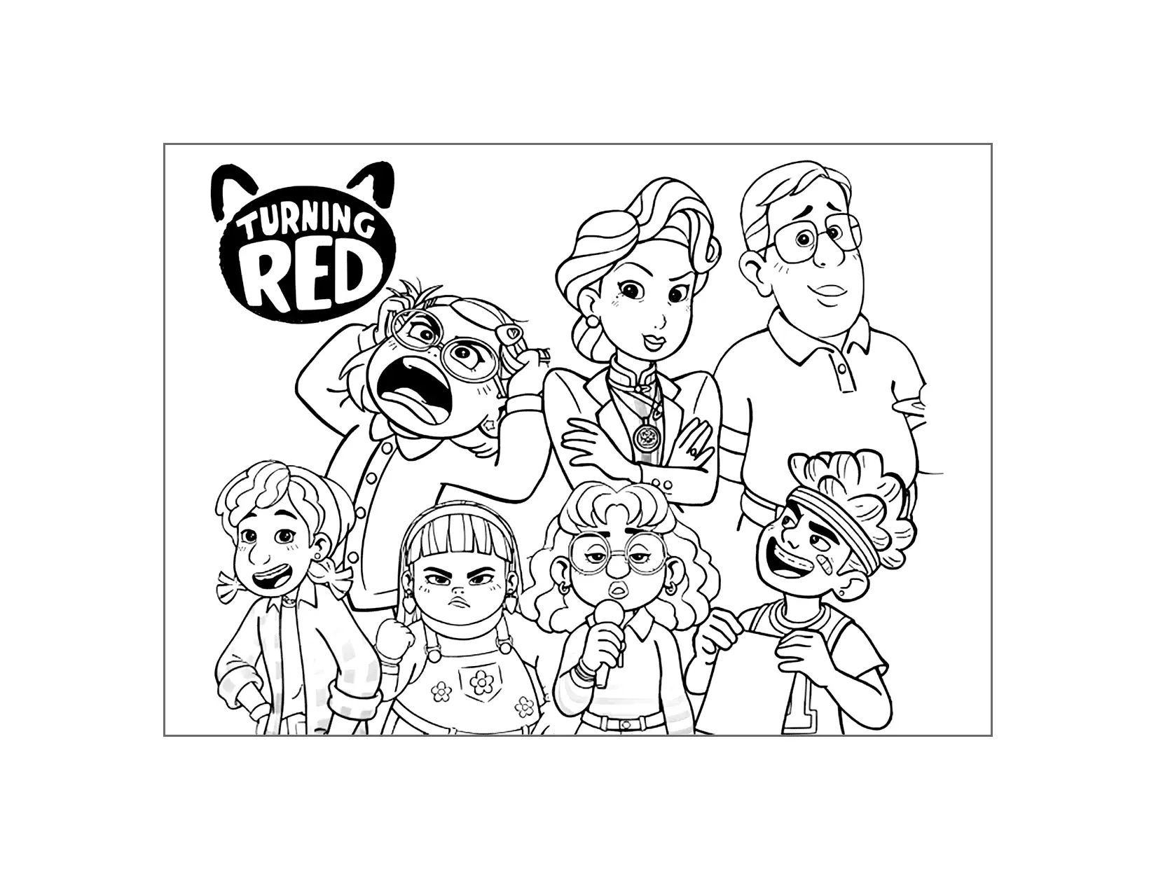 Turning Red Movie Characters Coloring Pages