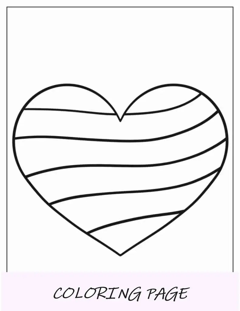 Corazón con rayas para colorear