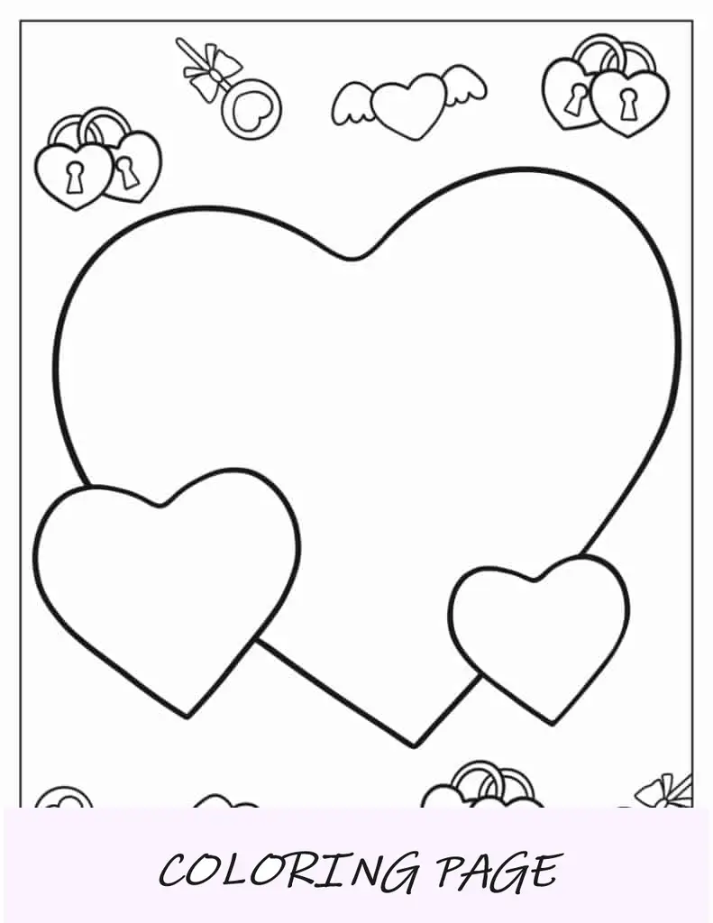 Contorno fácil de tres corazones para que los niños en edad preescolar coloreen