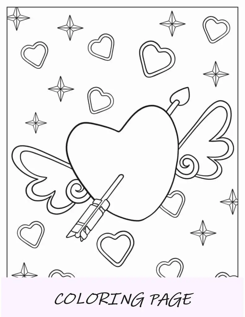 Corazón alado con flecha de Cupido