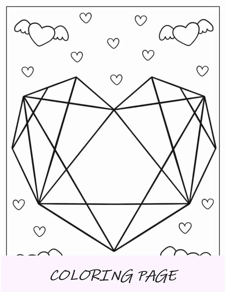 Contorno de corazón de diamante para colorear