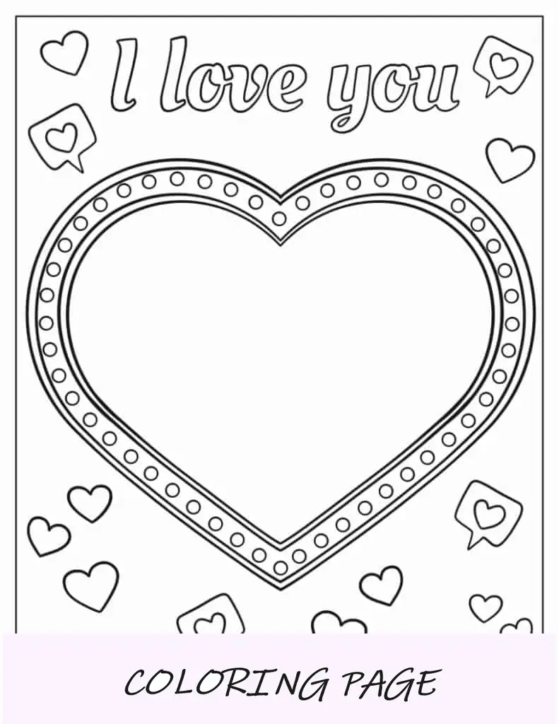 Te Amo Corazón Con Borde De Metal Para Colorear
