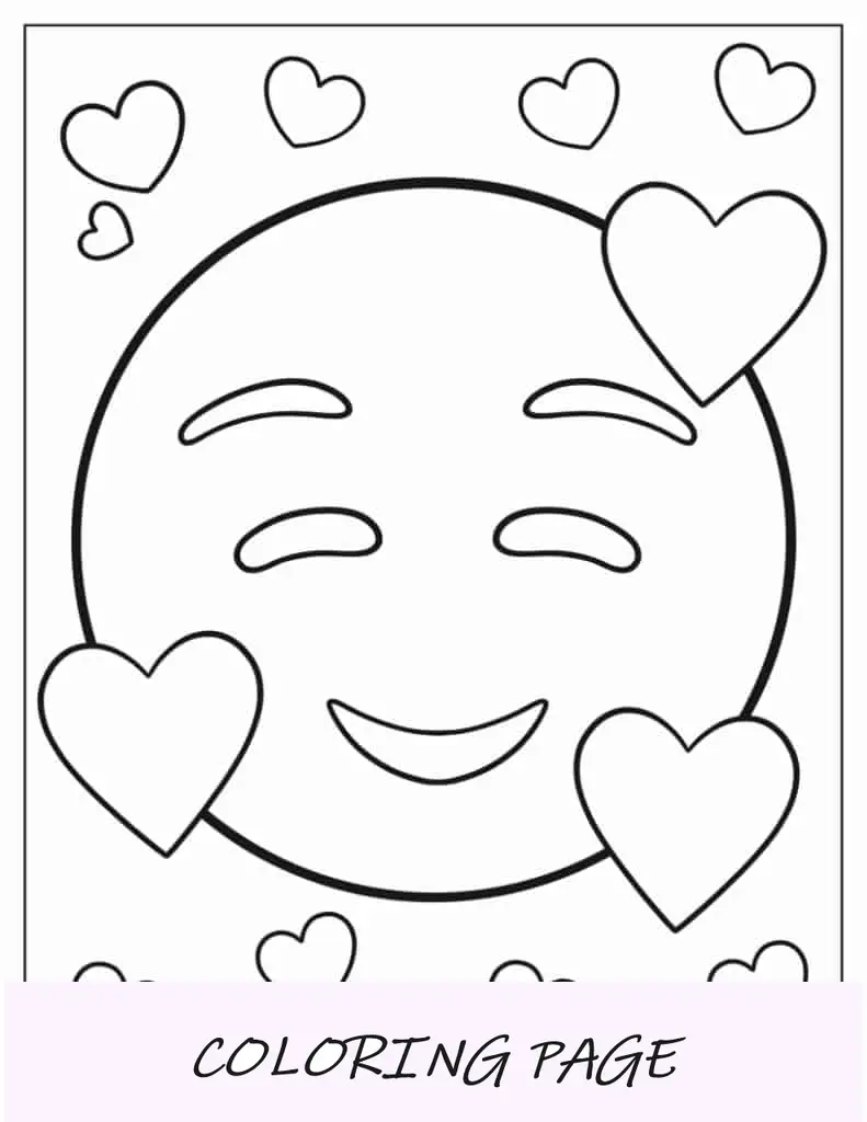 Emoji De Cara Sonriente Con Corazones Para Colorear