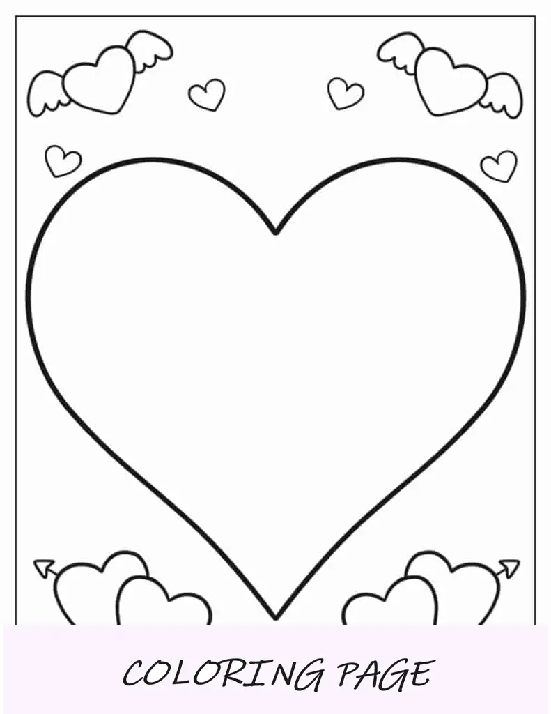 Página para colorear de gran corazón para niños en edad preescolar