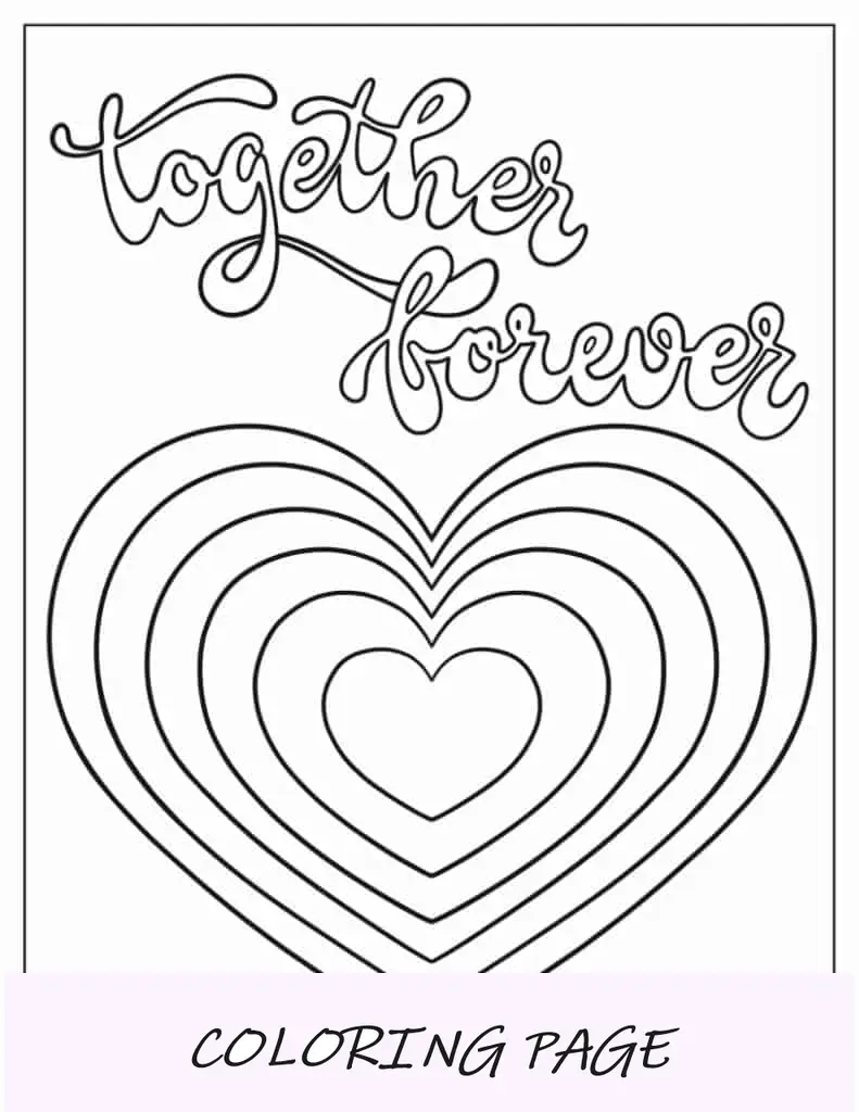 Juntos Para Siempre Corazón Hippie Página Para Colorear