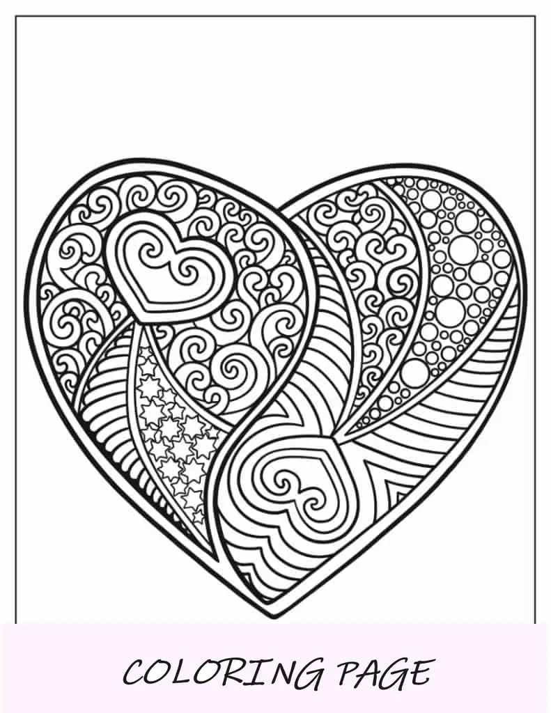 Página para colorear de mandala de corazón fácil para niños