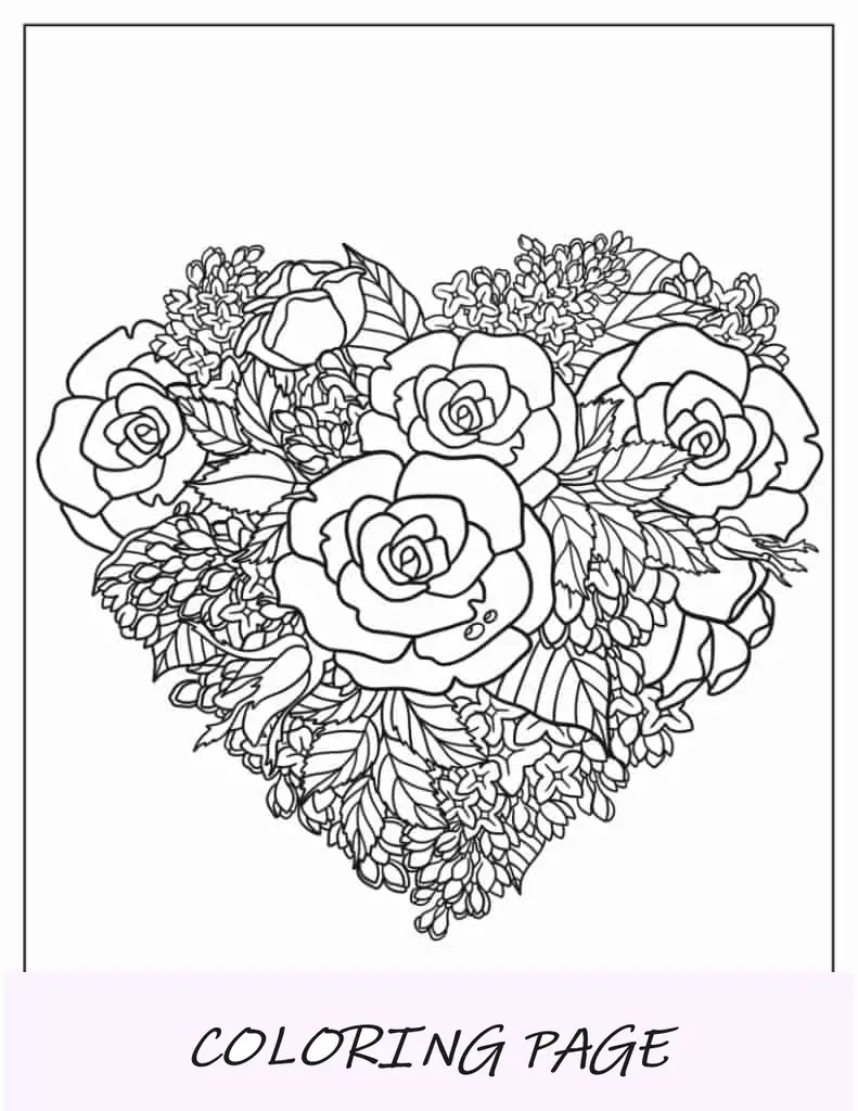 Arreglo floral en forma de corazón
