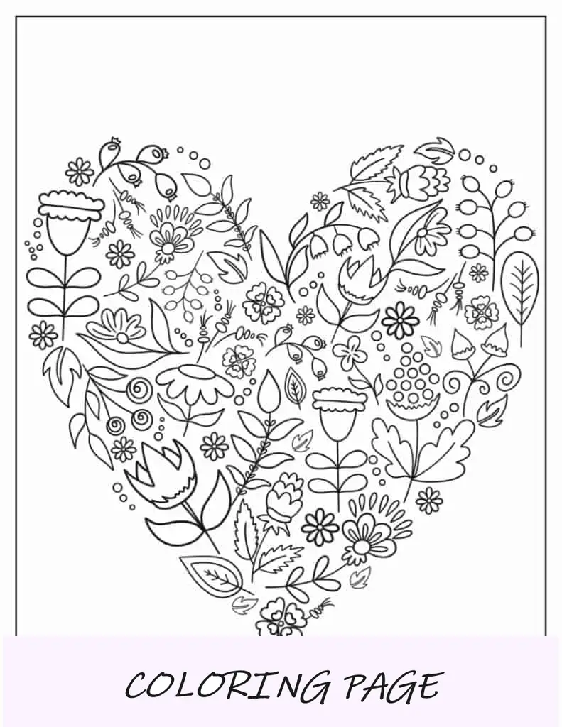 Diseño floral minimalista en forma de corazón.