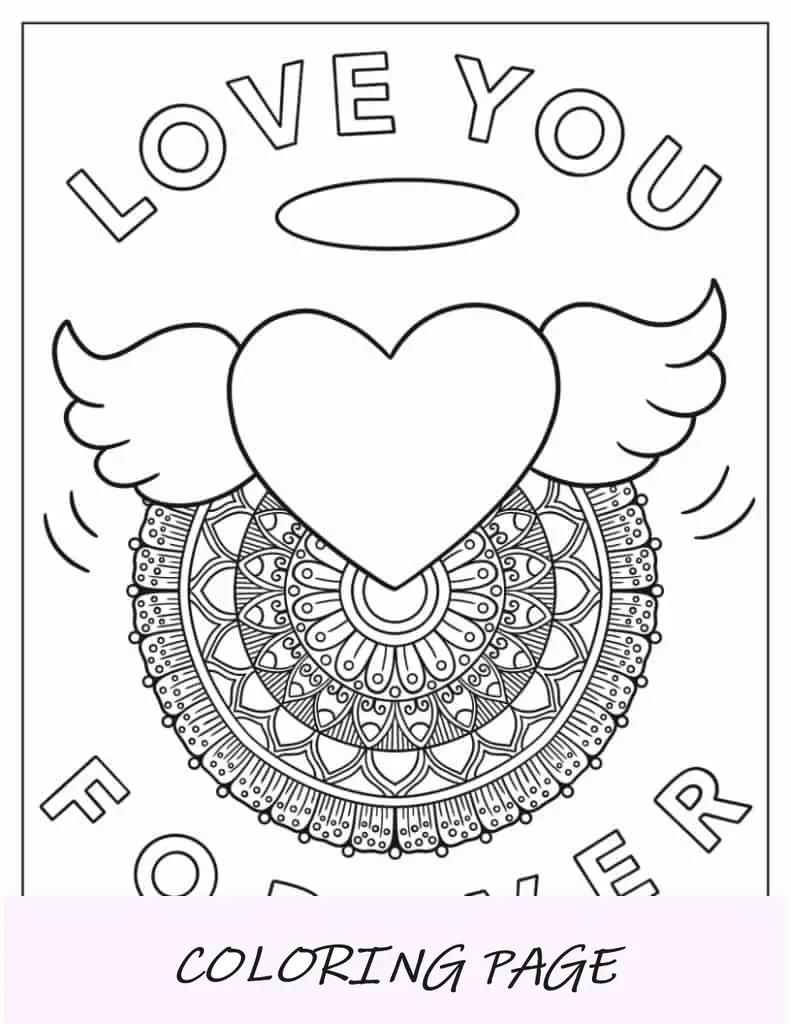 Te amo por siempre Mandala con corazón alado
