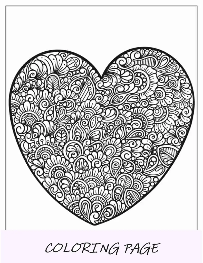 Mandala en forma de corazón para colorear