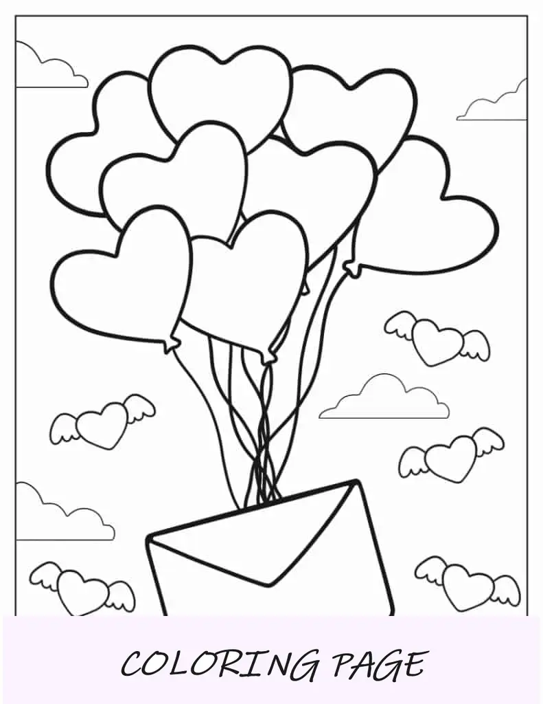 Varios globos de corazón adjuntos a la letra