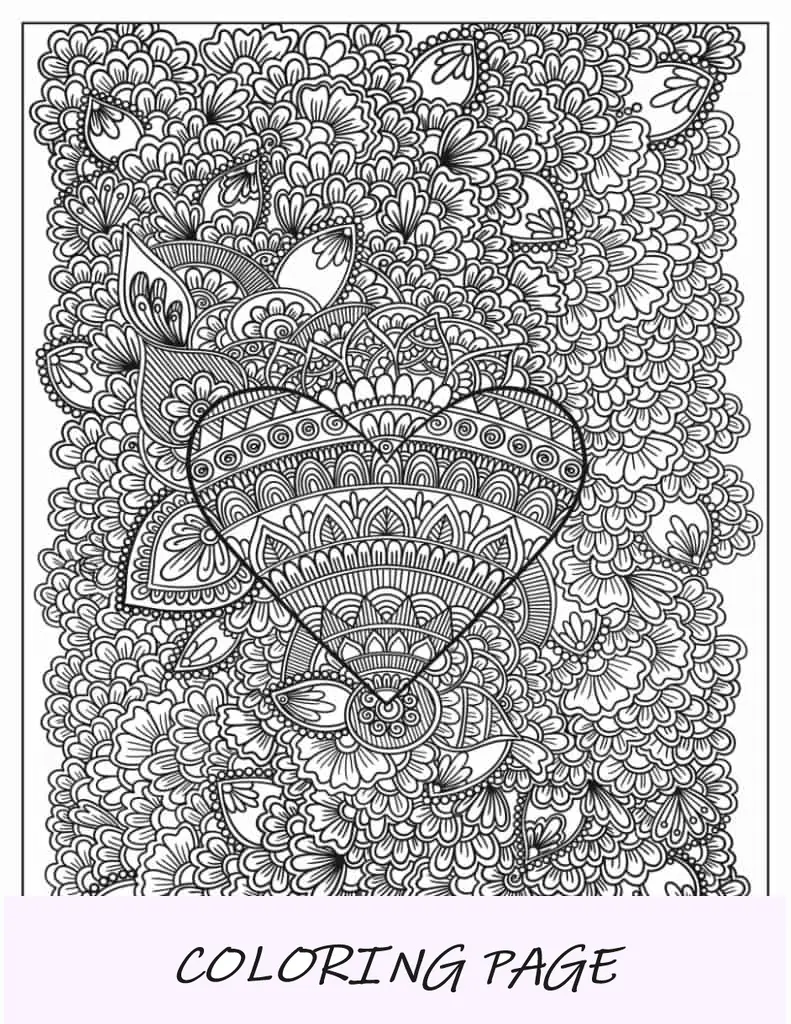 Mandala De Corazón De Página Completa Para Colorear