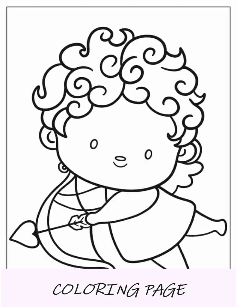 Hoja Para Colorear De Cupido Kawaii Para Niños