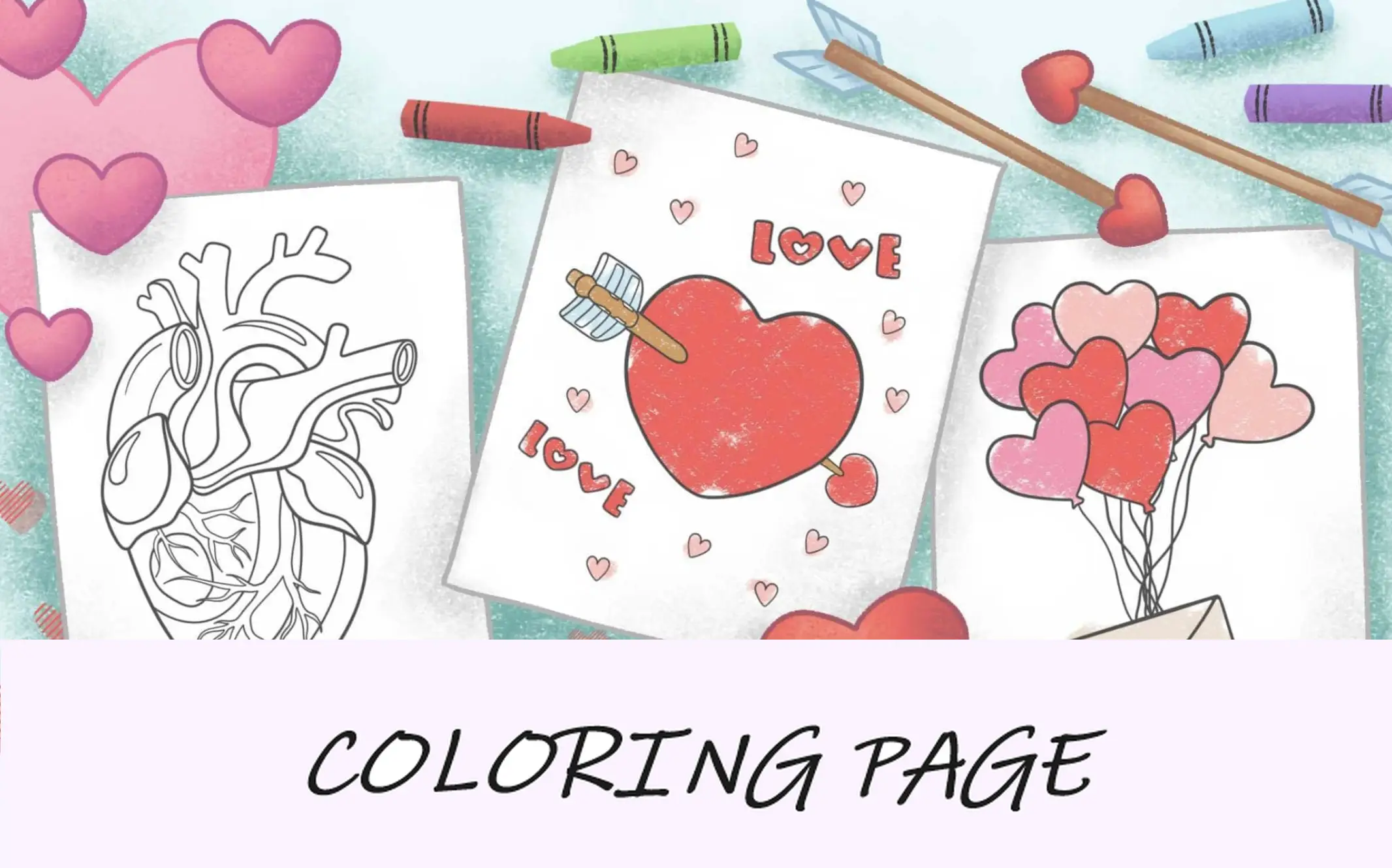 Imagen destacada de las páginas para colorear del corazón.