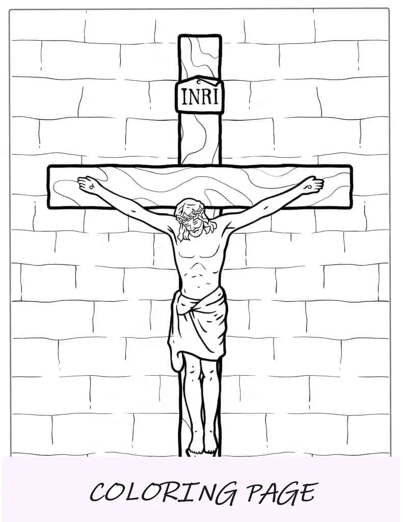 Pagina da colorare di Gesù sulla croce
