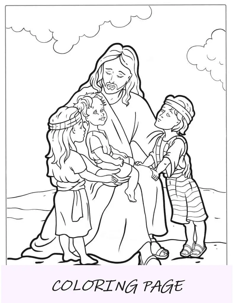 Gesù consola i bambini da colorare