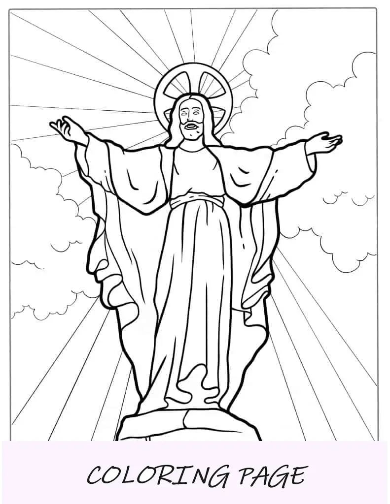 Pagina da colorare di Cristo nei cieli