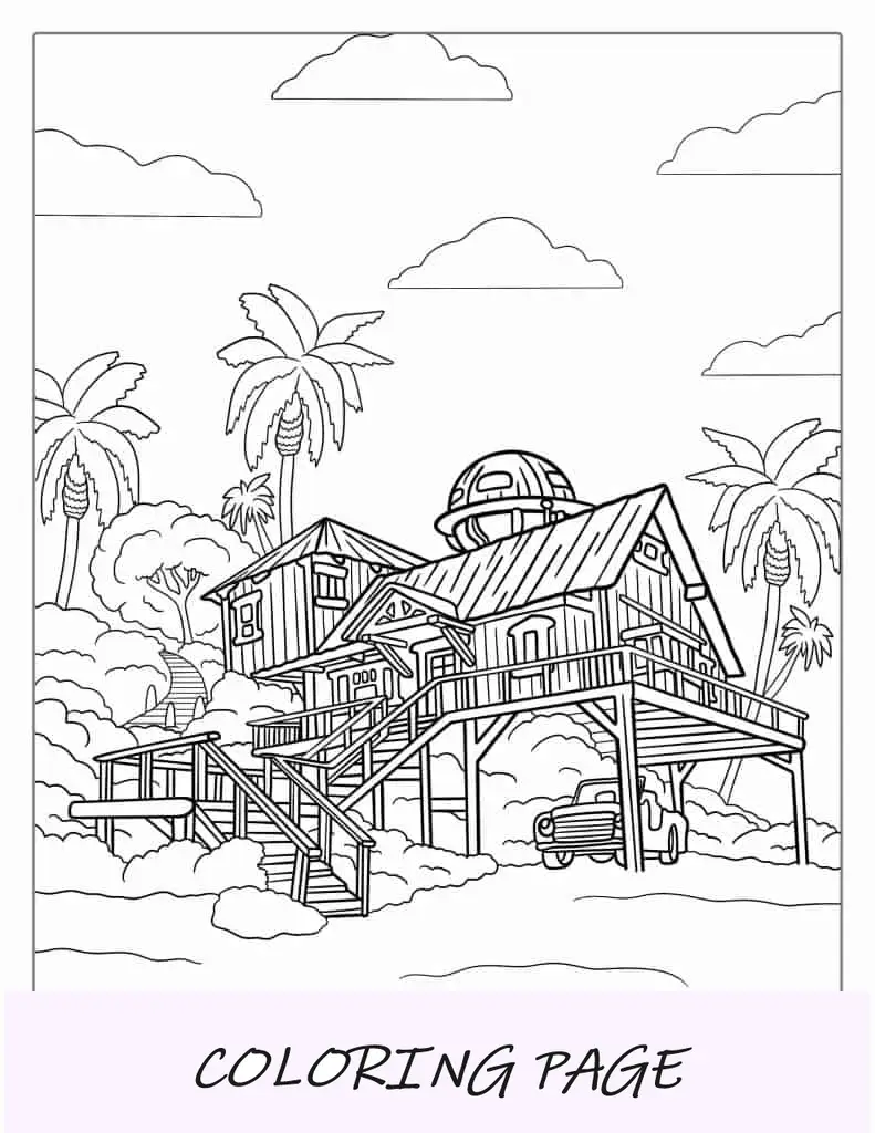 Imagem para colorir da casa de Lilo