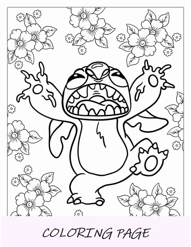 Desenho para colorir de ponto assustador com flores de hibisco