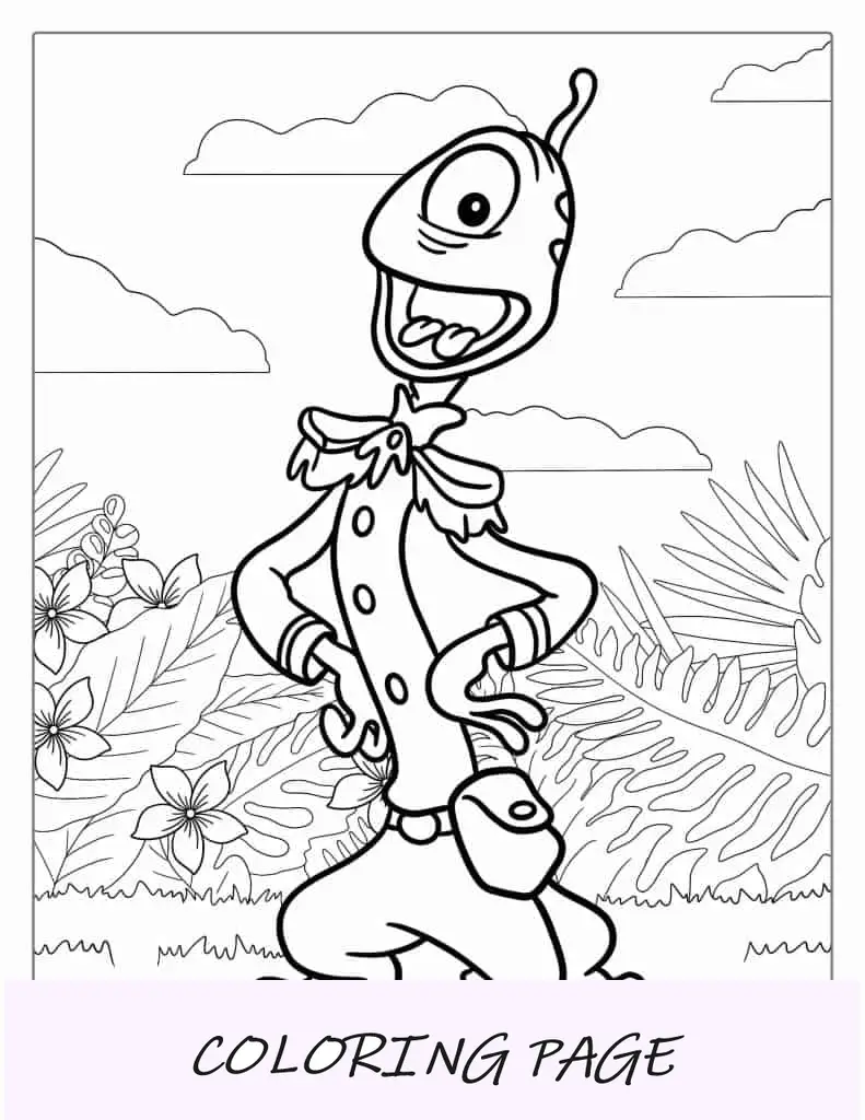 Página para colorir do personagem alienígena Pleakley