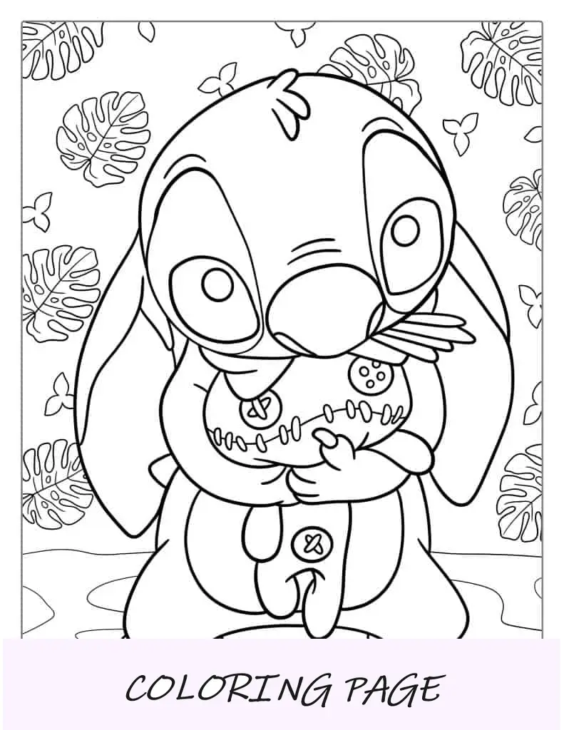 Desenho para colorir da boneca Stitch Cuddling Scrump