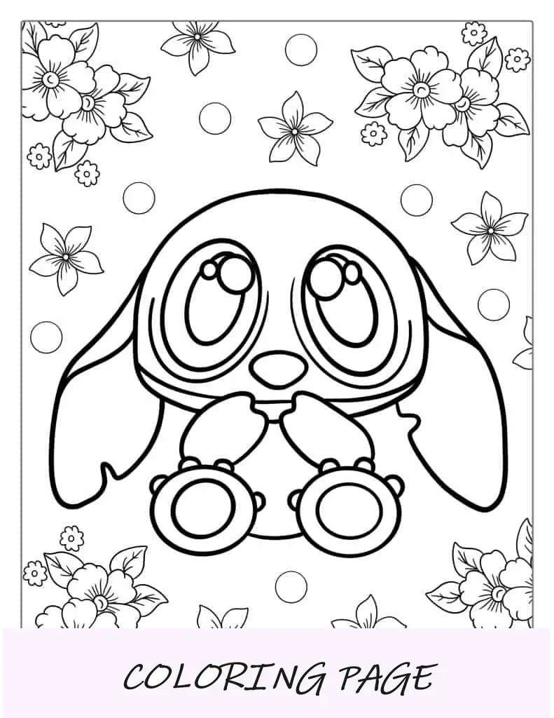 Folha para colorir de pontos com tema Kawaii para crianças