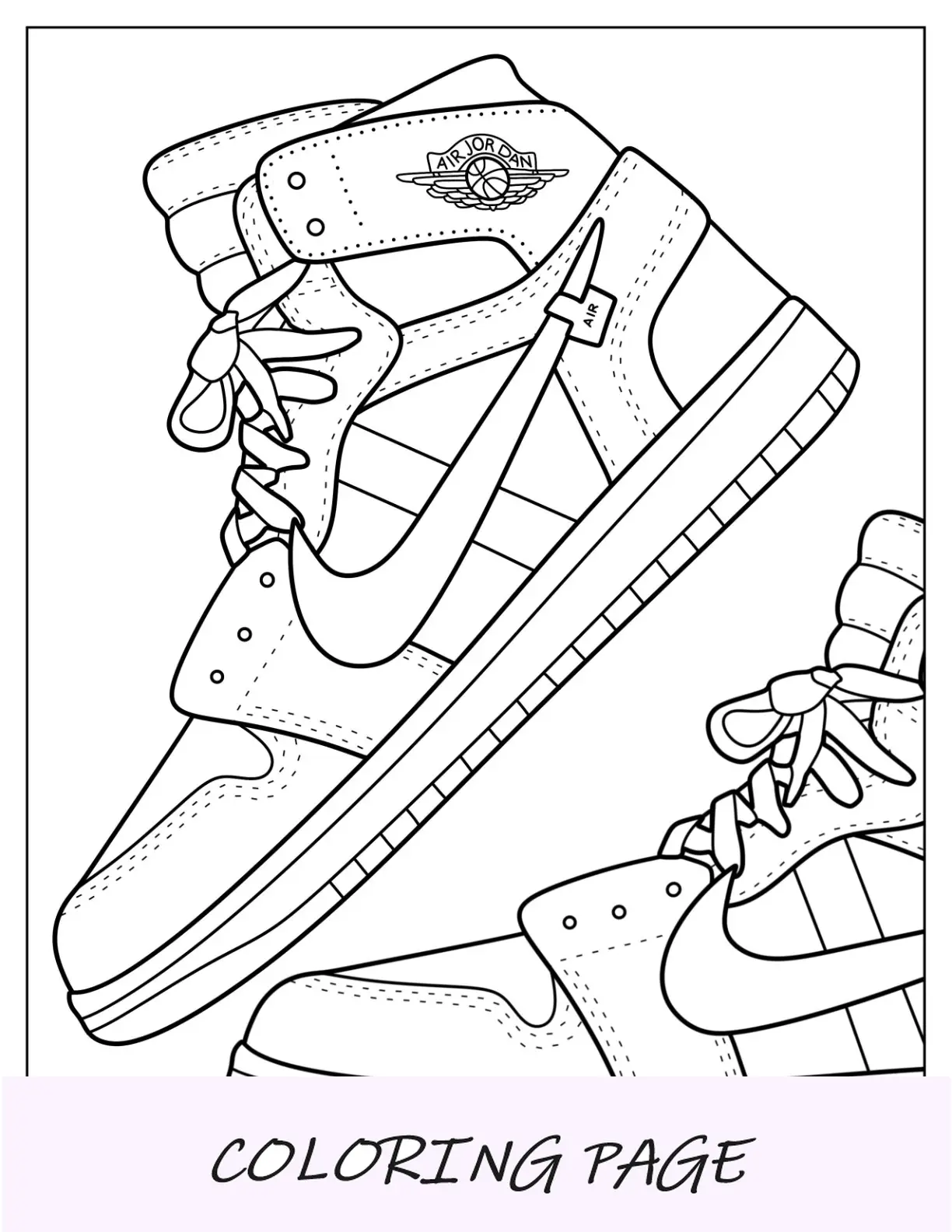 Página para colorir da Nike com detalhes do Air Jordan 1
