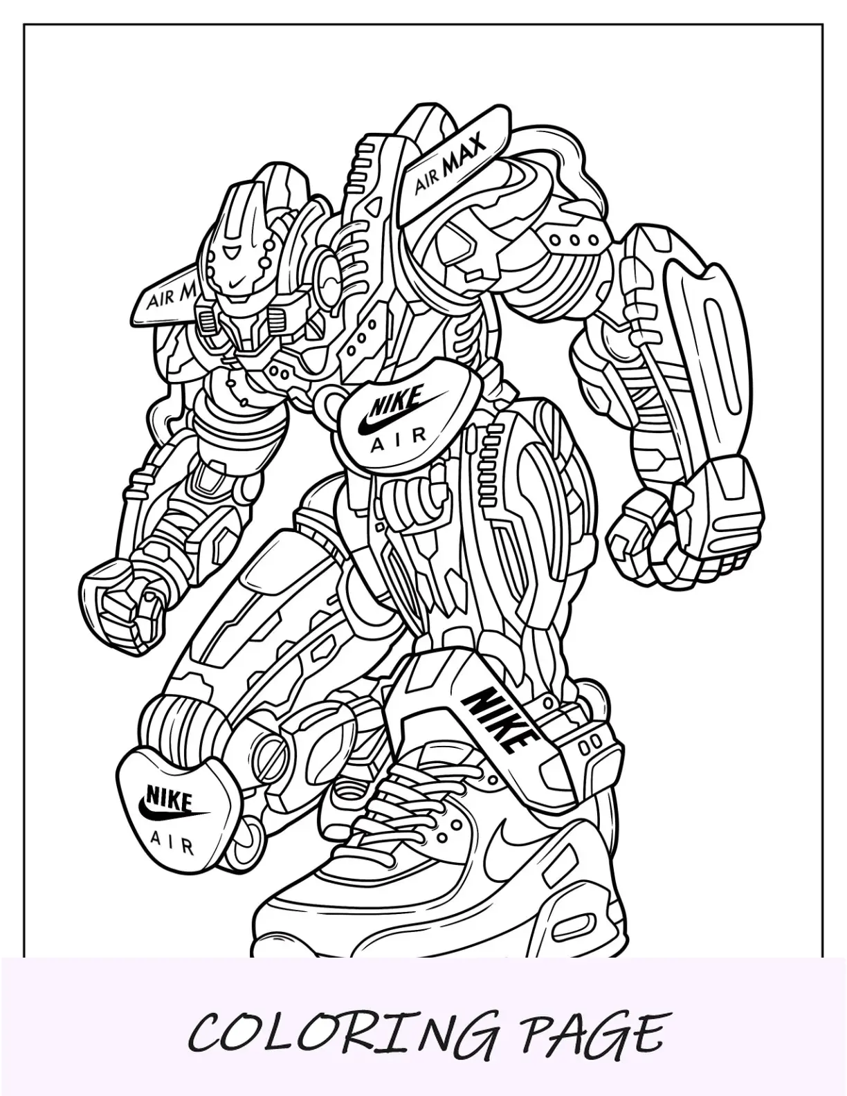 Desenho para colorir do robô Air Max da Nike para crianças