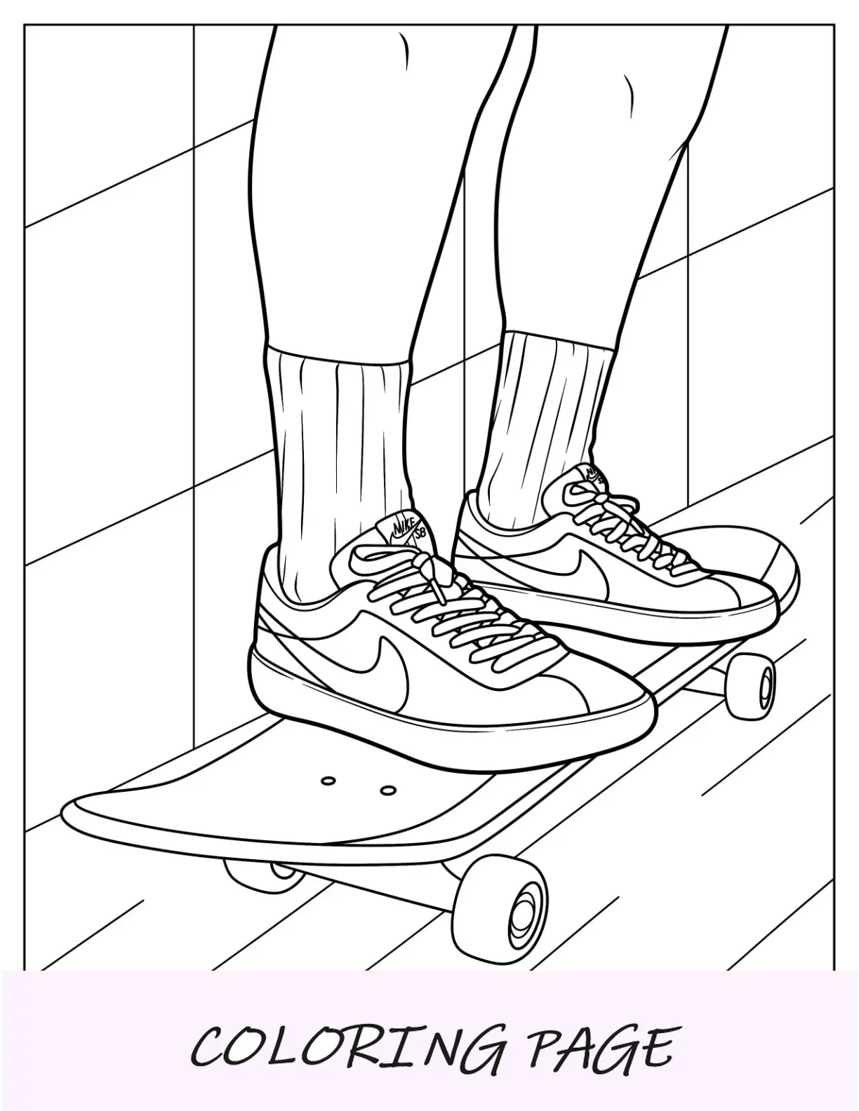 Desenho para colorir da Nike SB Bruin React masculino no skate