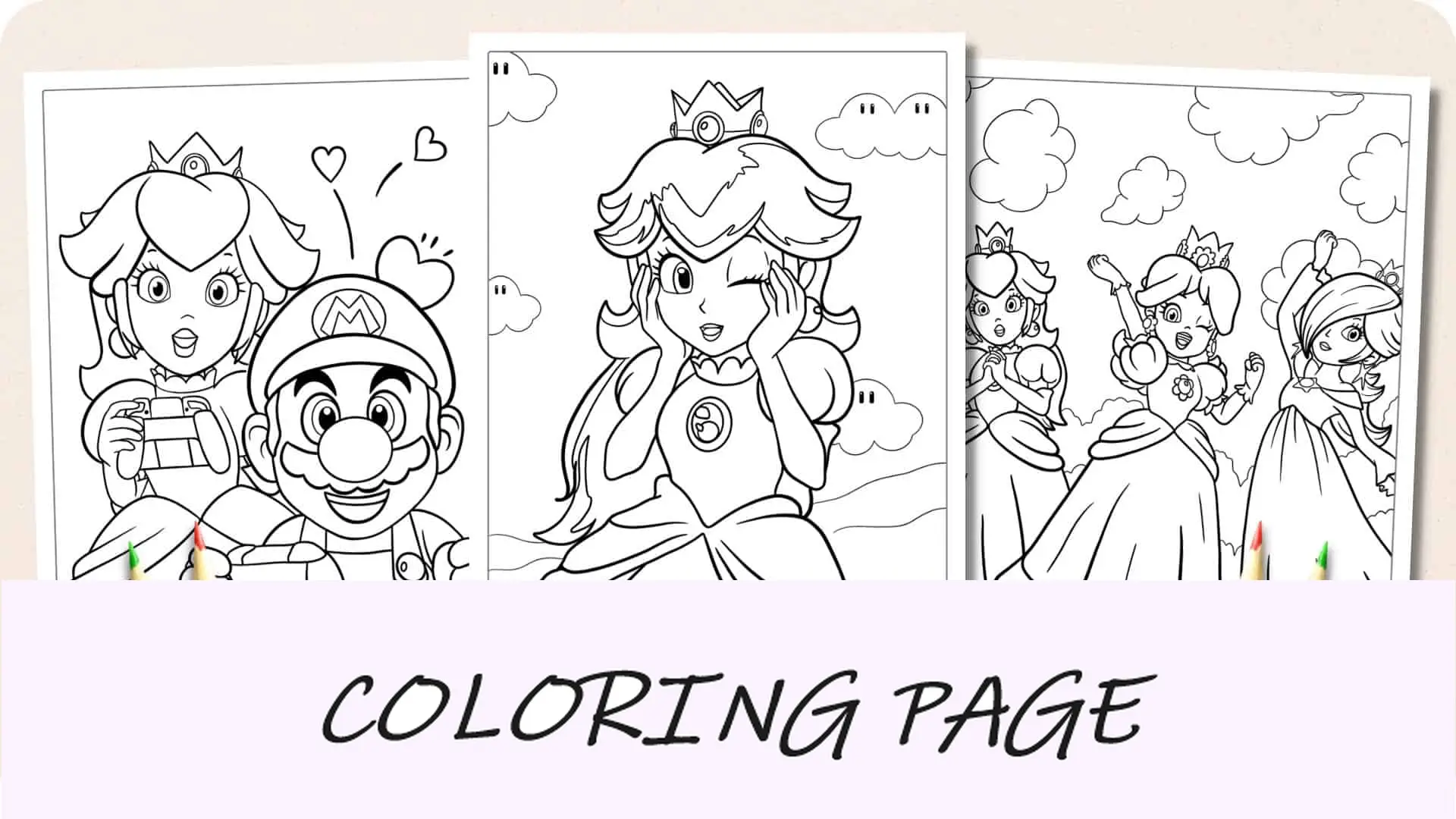 Dibujos para colorear de la Princesa Peach Imagen destacada