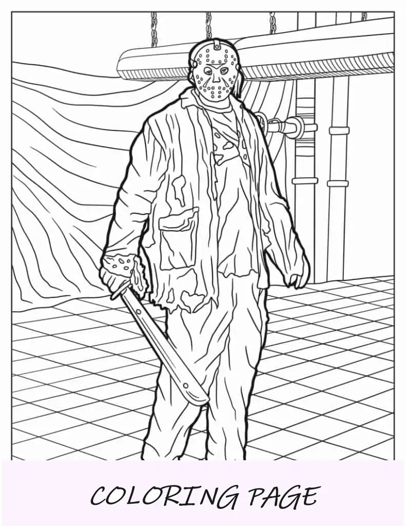 Página para colorir de Jason de sexta-feira 13